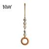 Multipurpose Hanging Organizer Decorative Beaded Towel Hanger with Wood Ring, Boho Multi-Color Wall Mount Solid Rack Hand No-Drill Farmhouse