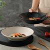 Глубокие круглые обеденные тарелки в скандинавском стиле с узором из пшеничного камня (3-Pack)