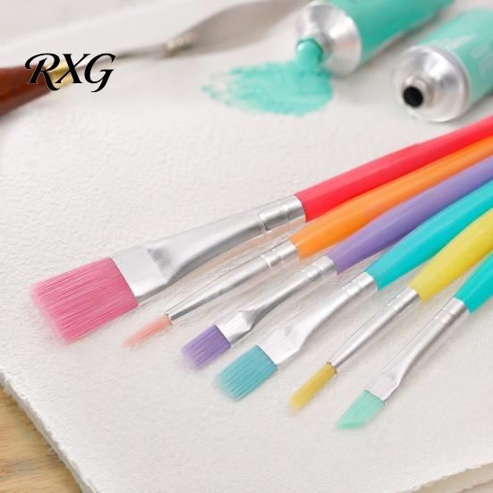 Craft Painting Tools 6PCS Paint Brush, with Candy Colored Design, Flexible Nylon Detailing Brushes Bristles for Watercolor Acrylic Oil