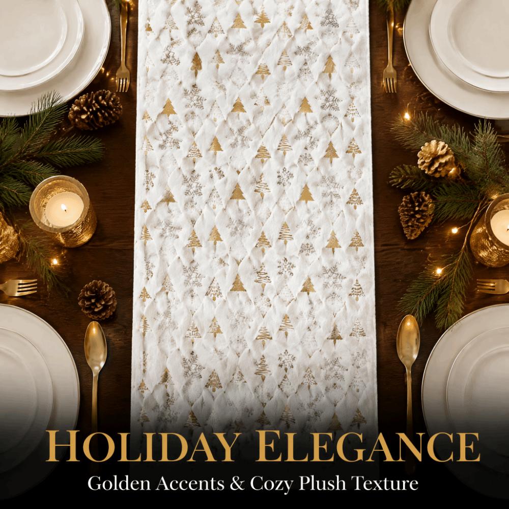 Embroidered Christmas Table Runner Christmas Tree Pattern Cabinet Cover Towel Winter