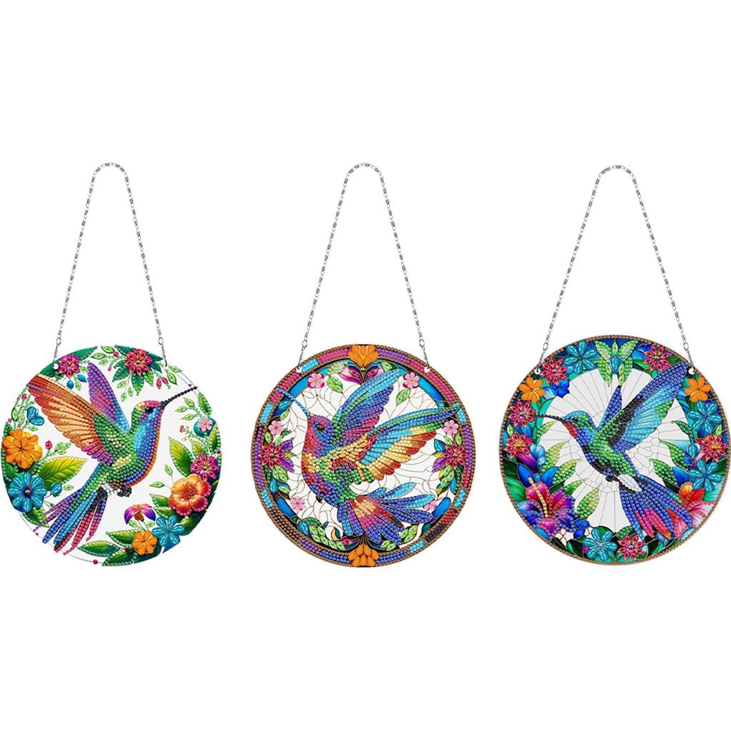 Special Shape 3Pcs 2D/Flat DIY Hanging Diamond Art Kits Diamond Painting Set Diamond Art Pendant Home Wall Decoration Crafts