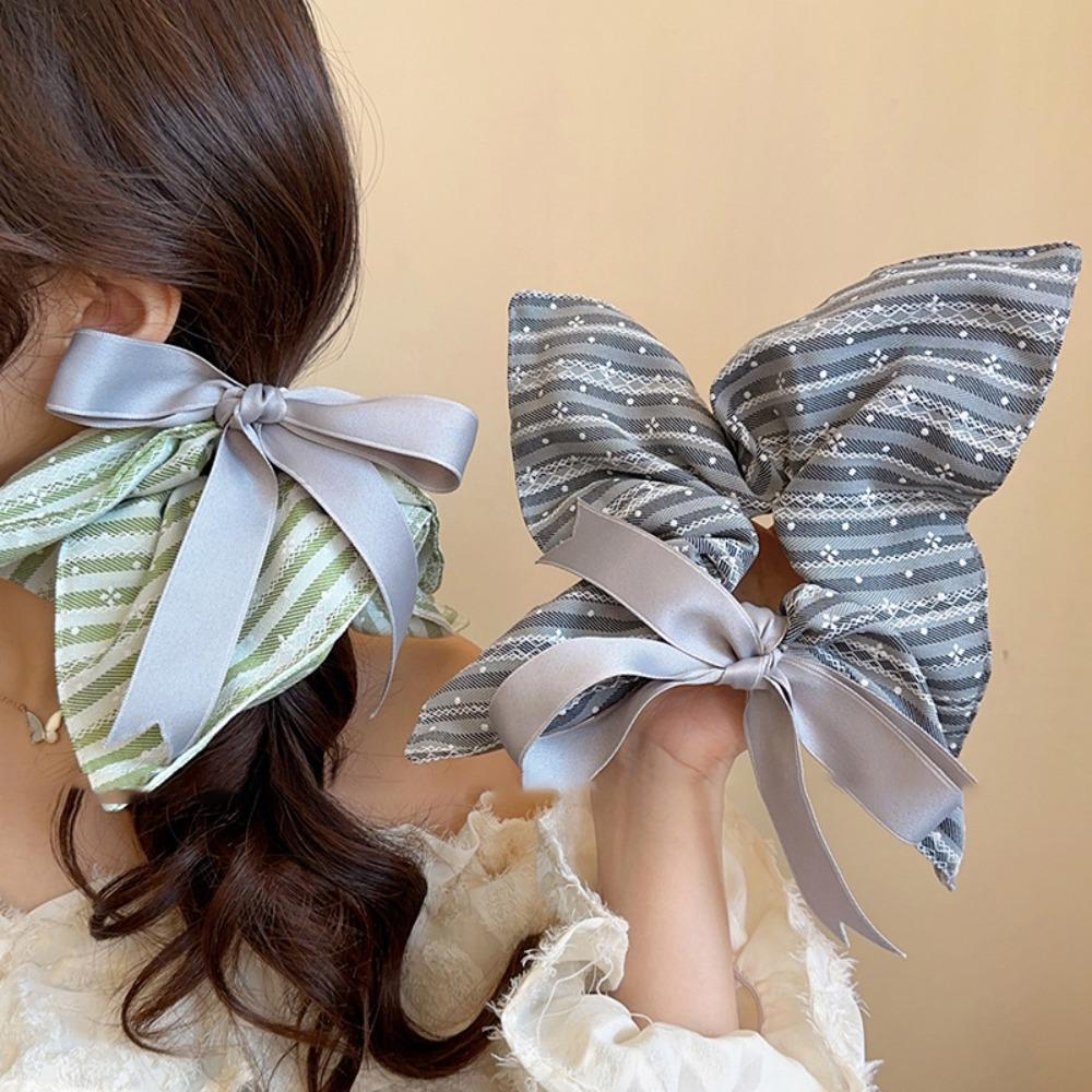 Elastic Plaid Silk Ribbon Scrunchies Korean Style Large Intestine Hair Ring Daily