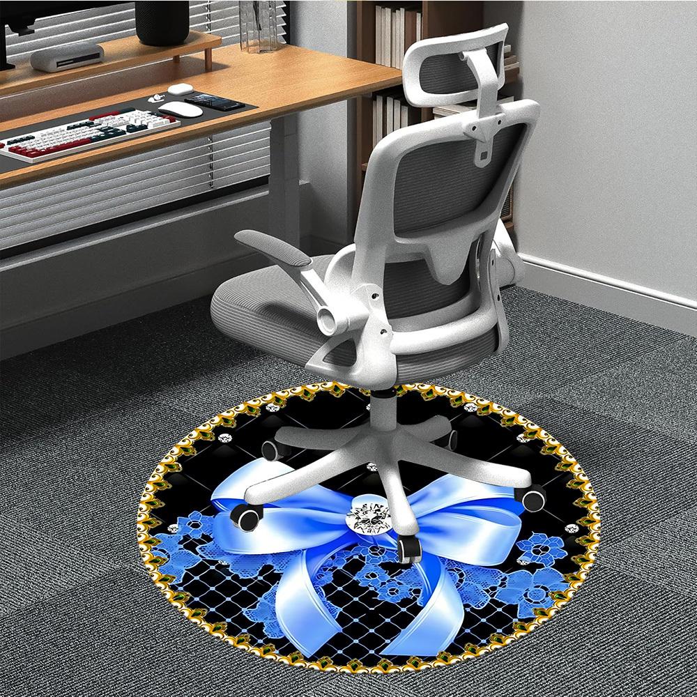 1pc Elegant BowChair Carpet for Office, Indoor Non-Slip Washable Polyester Fiber Carpet, Mat For Office, Machine Washable