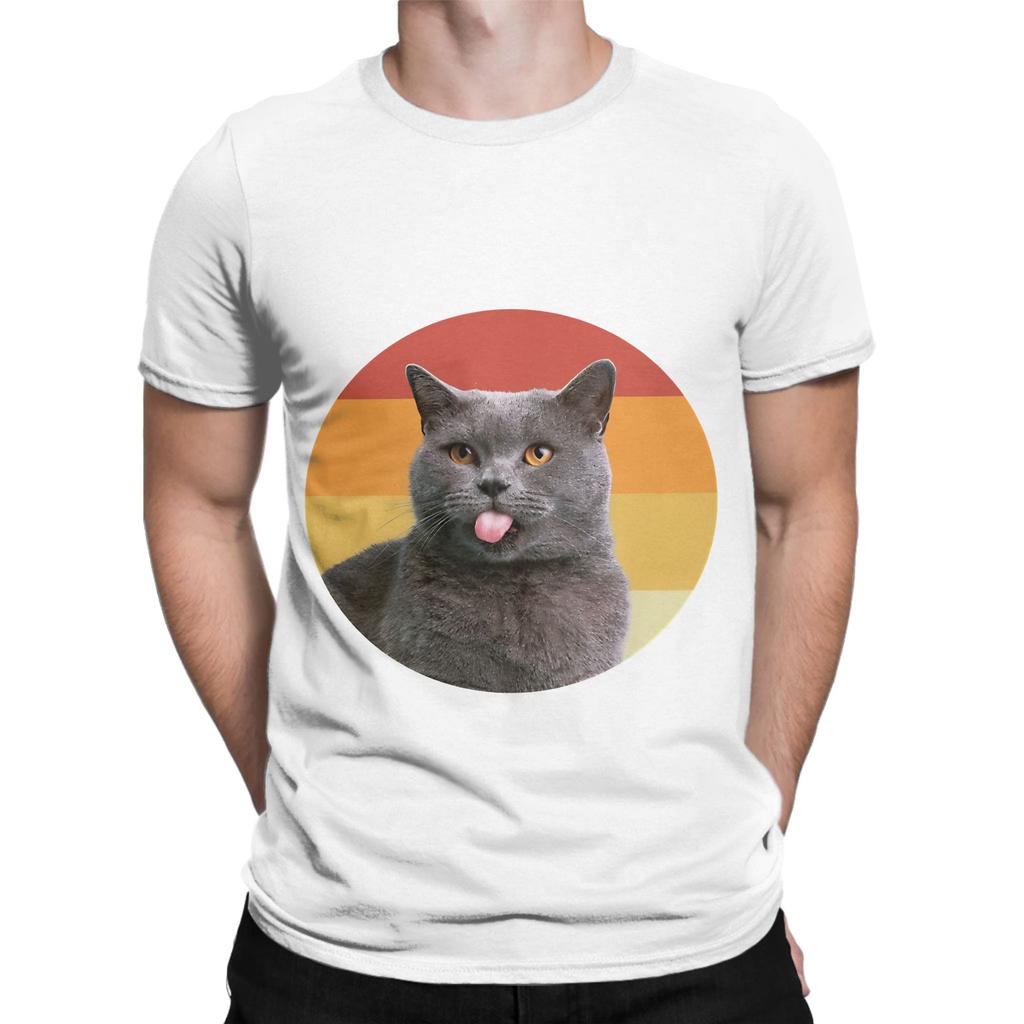 british shorthair vintage retro face Funny Graphic 100 Cotton TShirt Shorthair Tops Tees For Unisex