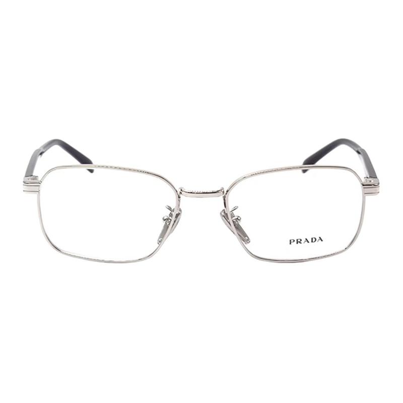 Prada [Доступные рецепты] Логотип бренда, сплав, квадратный, оптические очки, мужские, серебристый Серебристый 55 базовая упаковка - футляр для очков + упаковочная коробка