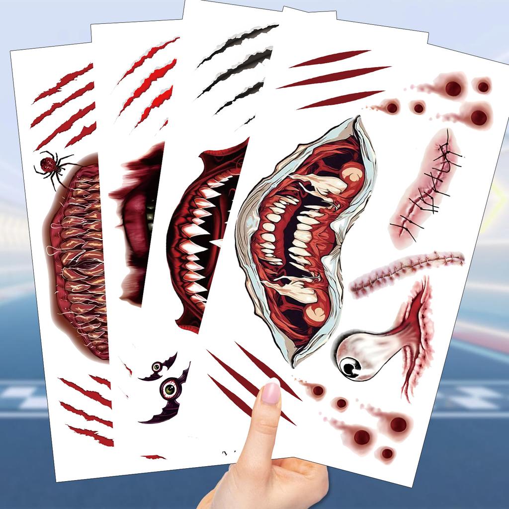 New Halloween Tattoo Stickers High-end Sense of Men and Women Realistic Horror Fake Scar Scar Temporary Tattoo Stickers