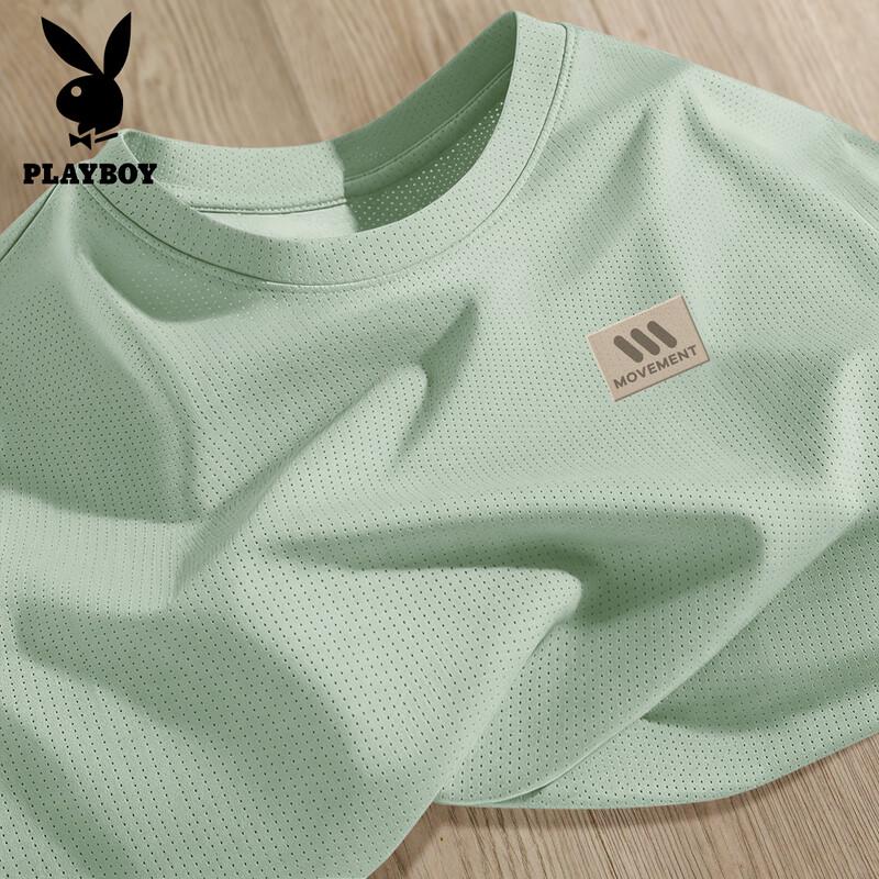 PLAYBOY Мужская футболка с коротким рукавом из ледяного шелка, быстросохнущая