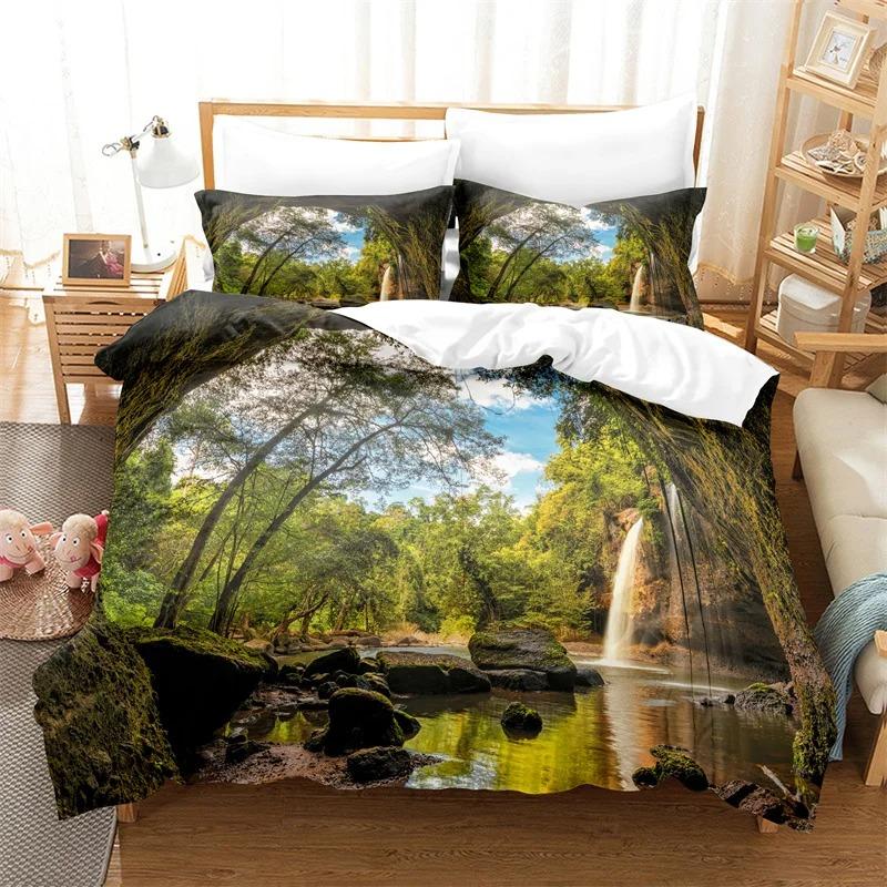 Natural Scenery Duvet Cover Set Forest Bedding Set Quilt Cover Queen Bed Luxury Comforter Bed Cover Set