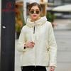 2022 New Spring Autumn Women's Jacket Casual Fashion Drawstring Coat Short Quilted Parka Hood Warm Thin Clothing 7050