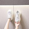 2025 New Leather Mesh White Shoes Women's Platform Korean Version Sports Shoes Women's Inner Height Increase Casual Lace-up Board Shoes Women