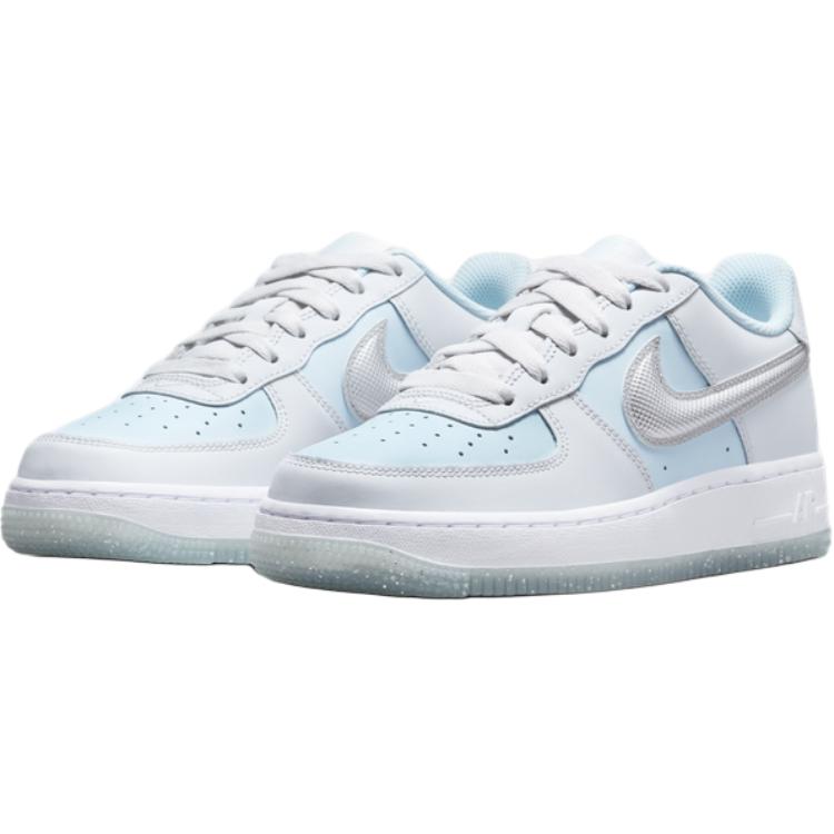 Nike Air Force 1 Low GS Pure Platinum Glacier Blue Kids Sneakers Metallic-Silver HQ3249-043