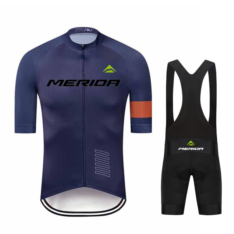 Men Summer Merida Short Sleeve Cycling Jersey Set MTB Maillot Ropa Ciclismo Bicycle Wear Breathable Cycling Clothing