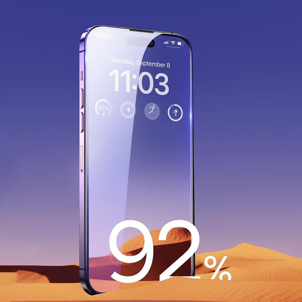 Baseus Tempered Glass Screen Protector with Speaker Guard & Installation Frame for iPhone 14 Pro - Ultra-Thin 0.3mm