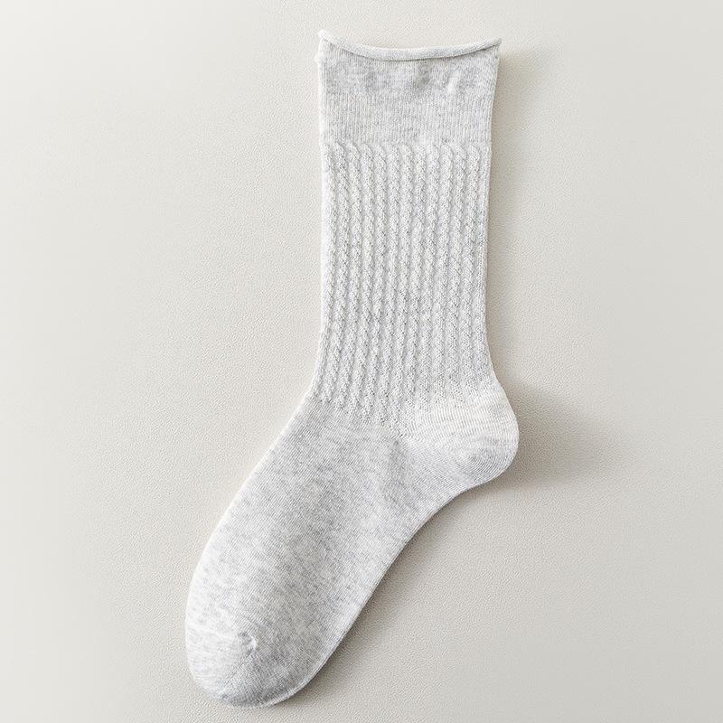 Женские весенне-осенние носки-гольфы из чистого хлопка, цветные, с подвернутым краем, свободные, дышащие, тонкие, бесшовные.