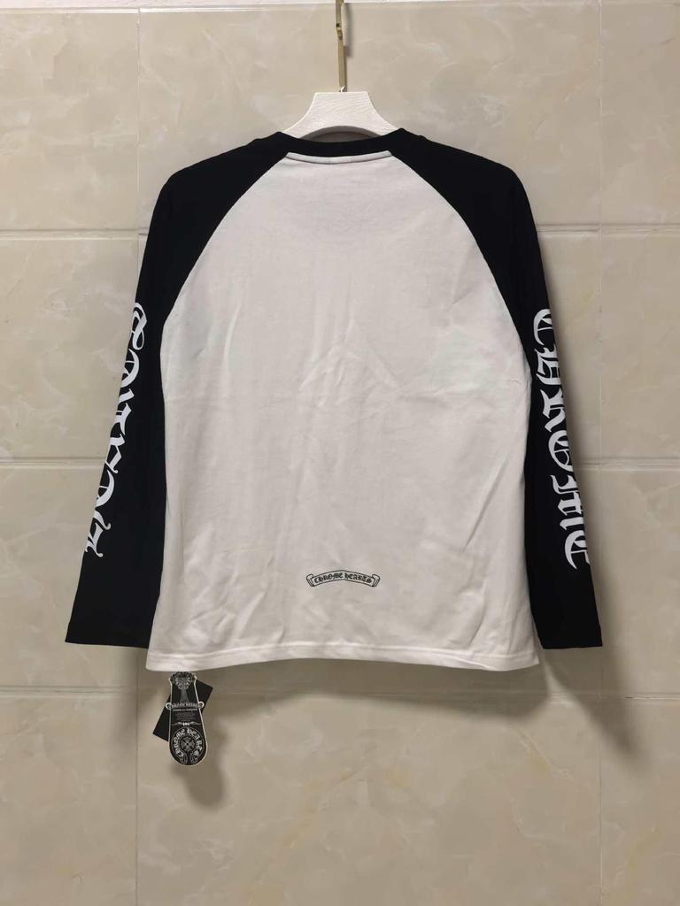 25SS Cross Chrome Hoof Санскритный Принт Черно-белая Футболка с Длинным Рукавом Реглан