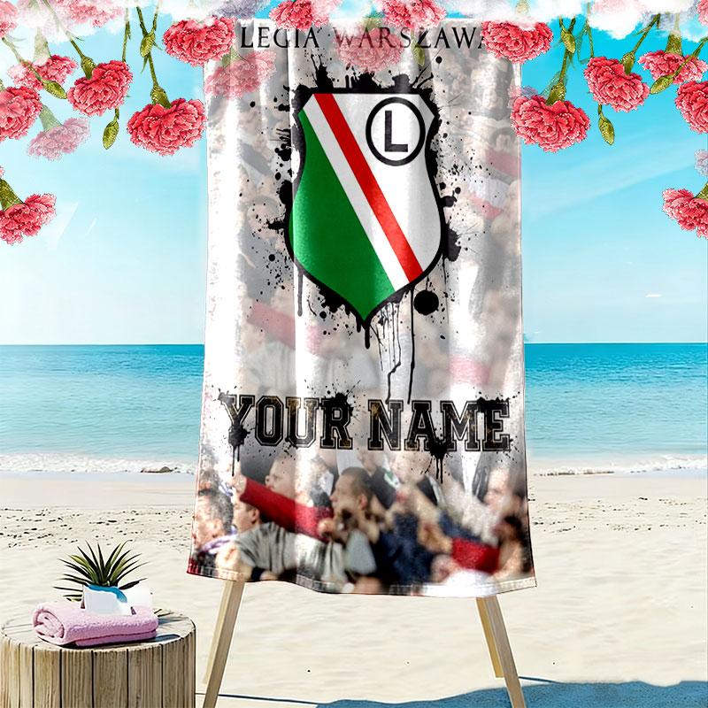 Custom Legia Warsaw Print Beach Towel, Large Soft Quick Dry Towel for Beach Camping Swimming