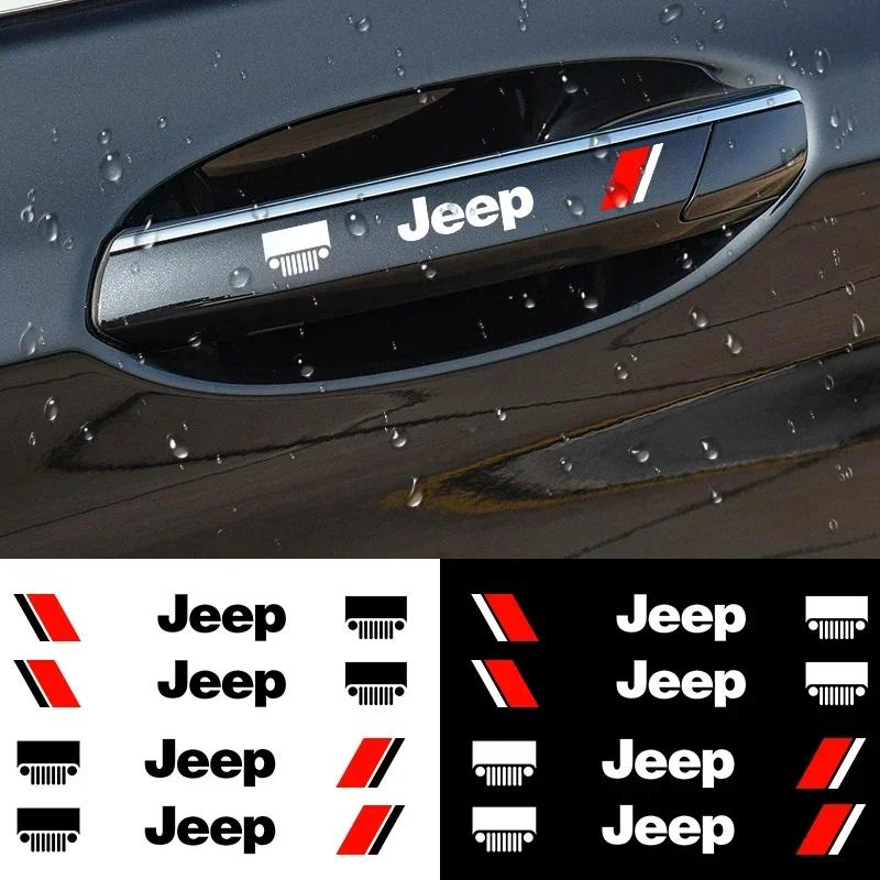 4 PCS/SET Car Door Handle Stickers Vinyl Decals for Jeep JPB Renegade Wrangler jk Compass Grand Cherokee Gladiator AJW1