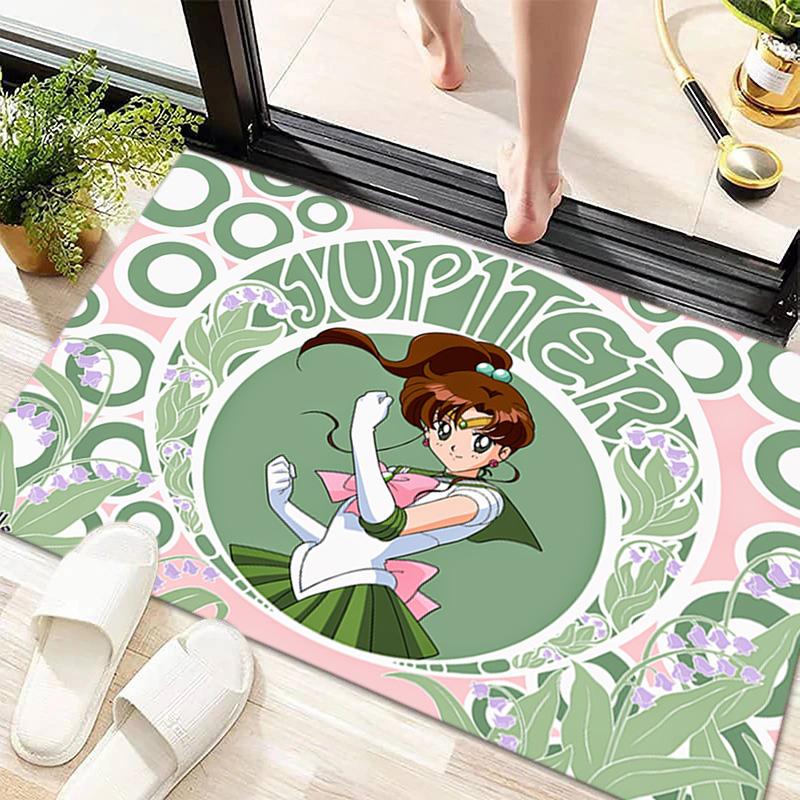 Cute cartoon theme Sailor Moon Tsukino Usagi cartoon rug Multifunctional household anti-slip decorative door mat, outdoor floor mat, and carpet Y6