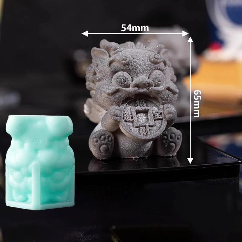 3D Форма для силиконового мусса в виде льва удачи, 3D формы для выпечки, десерт, ресторан, форма для кубиков льда, китайский стиль, цементные формы для свечей