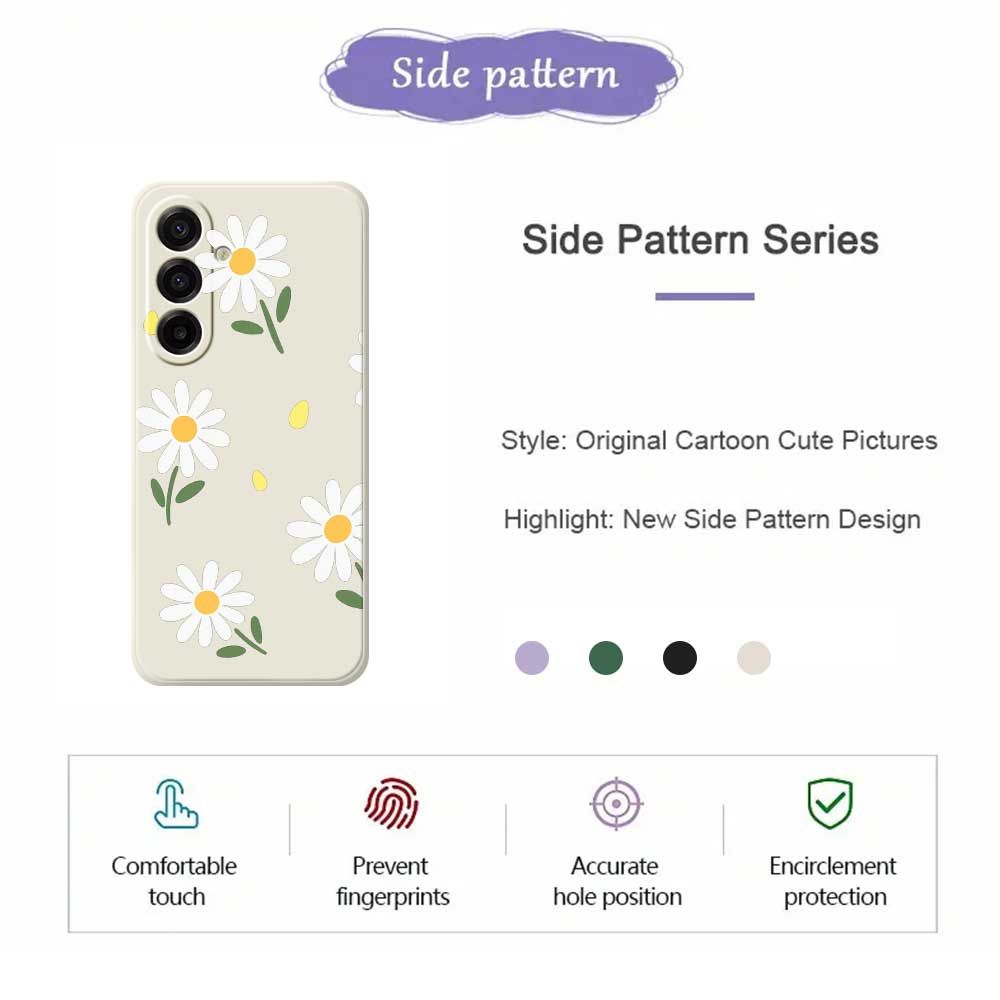 For Samsung Galaxy A17 5G Case Daisy Pattern Printing Straight Edge TPU Phone Back Cover