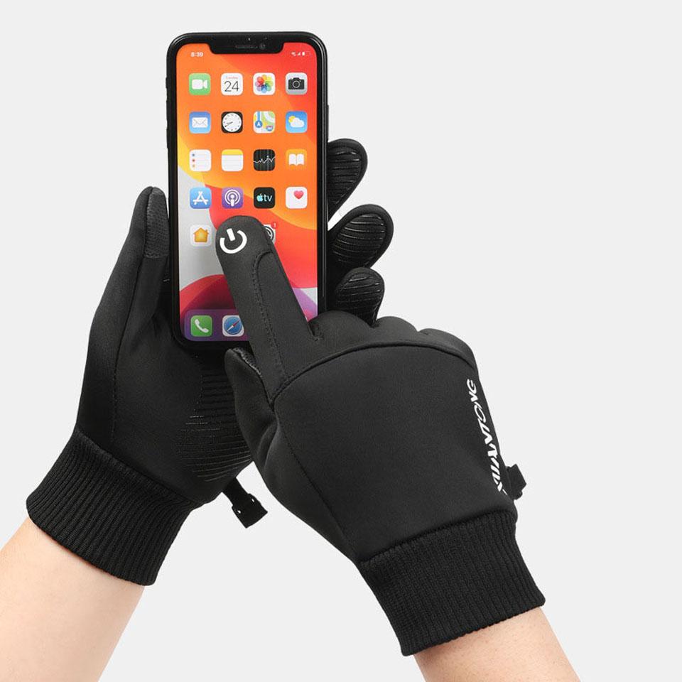 Getinfit Велосипедные перчатки Осень Зима С добавлением флиса Теплота Противоскользящие Сенсорный экран Бег Горный туризм Катание на лыжах Водонепроницаемые Ветрозащитные