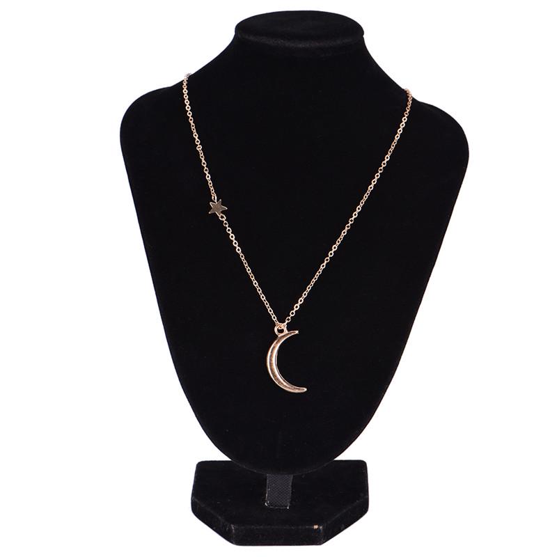 Moon Star Pendant Necklace Neck Chain Necklace Gold And Silver Long Chain Women'S Jewelry