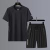 Летние черно-белые спортивные костюмы для мужчин, комплект с рукавами, футболка + шорты, спортивная одежда, брендовый спортивный костюм