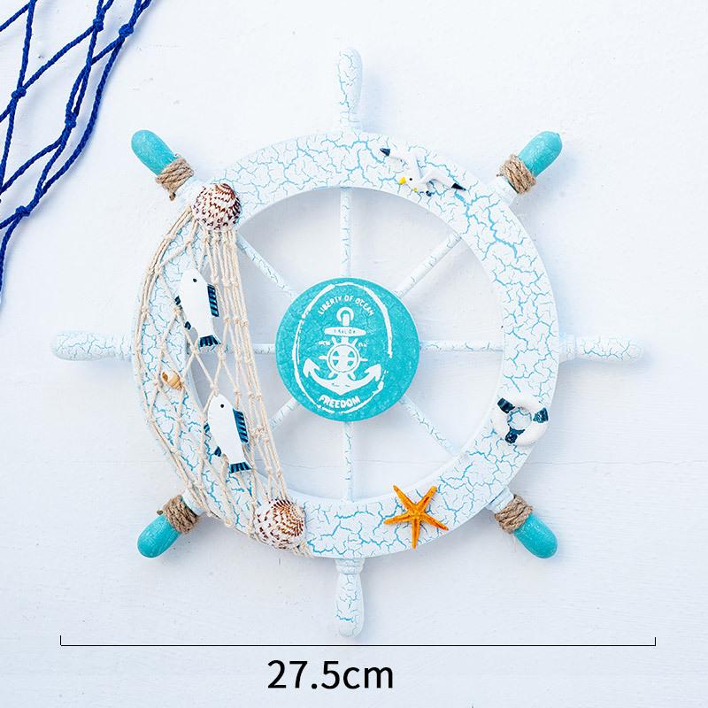 Wooden Helm Rudder Anchor Decoration Home Bedroom Theme Ornament Wall Rudder Ornament Boat Steering Wheel Wall Hanging