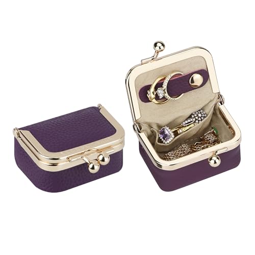 Royal Bagger Genuine Leather Mini Jewelry Box Women's Coin Purse Solid Color Kiss Lock Change Pouch Casual Style Small Storage Bag for Women 1894