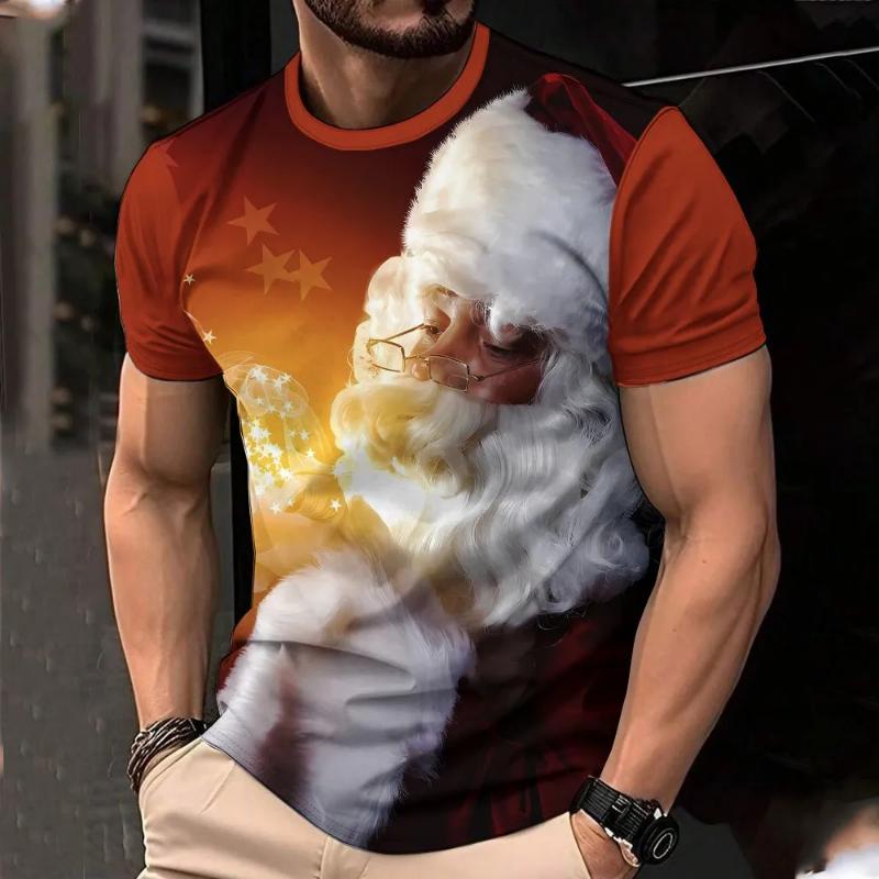 Fashion Men's Crew Neck Short Sleeve 3D Color Printing Casual Short Sleeve Crew Neck T-Shirt