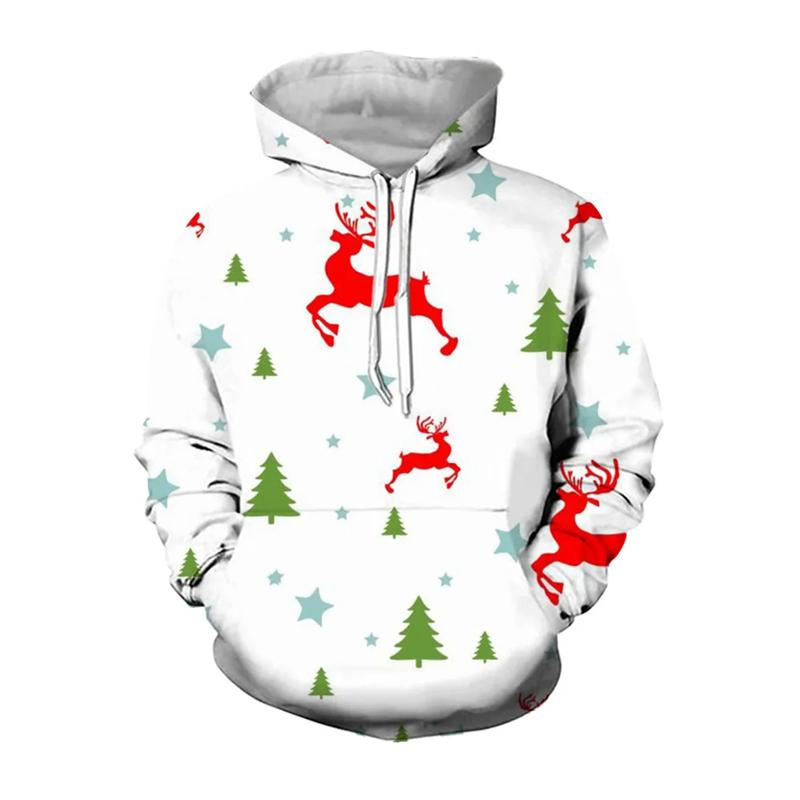 Christmas Reindeer Snowflake Graphic Sweatshirts Ornament Xmas Tree Elk 3D Printed Hoodies For Men Casual Woemn Y2k Pullovers