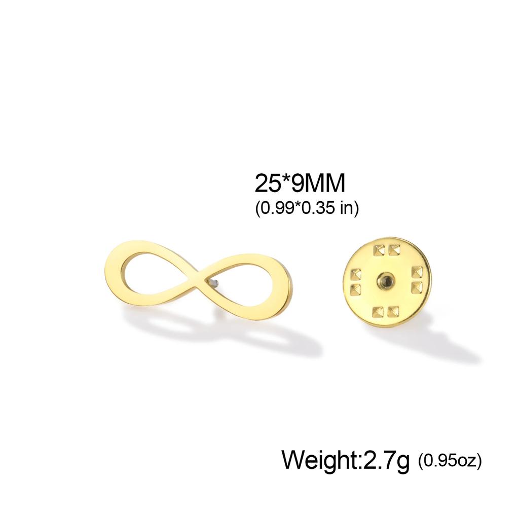 Infinity Symbol Pin Brooch Stainless Steel Gold Minimalist Clothing Lapel Badge Accessories Birthday Gift