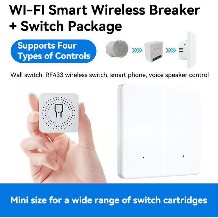 Компактный Умный Переключатель WiFi + RF433: Встраиваемый таймер-выключатель Tuya с голосовым управлением