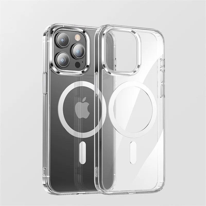 Transparent Magnetic Wireless Charging Case For iPhone 15 14 13 12 11 Pro Max Mini 8 7 Plus X XS XR Shockproof Protective Cover