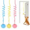 Funny Fluffy Cat Stick Spring Rope Ball Plush Retractable Interactive Teaser Hanging Training Cats Supplies Pet Toy