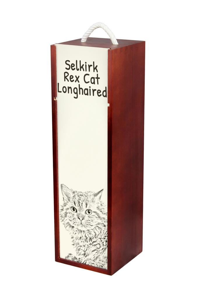 Selkirk Rex Longhaired – Wine box with a cat, alcohol box with graphics | Art-Dog