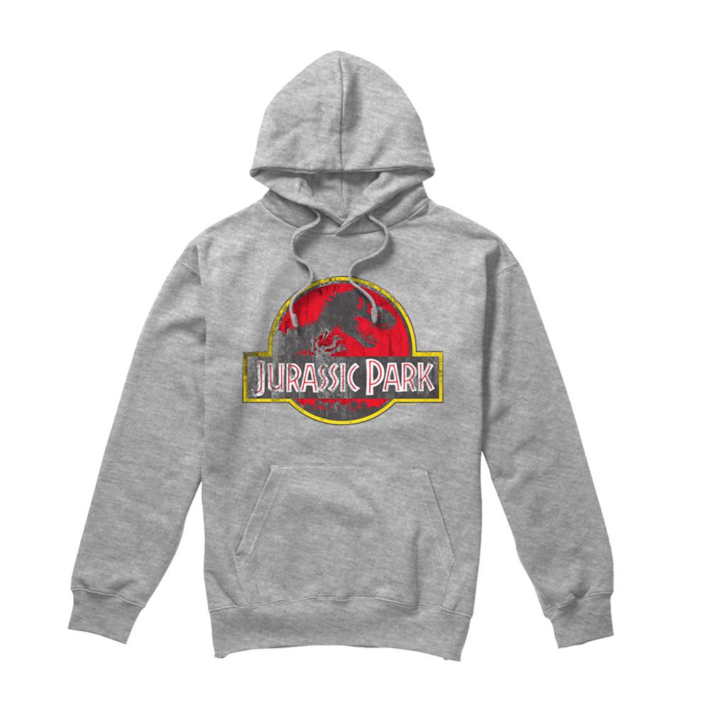 Jurassic Park Unisex Adult Distressed Logo Hoodie