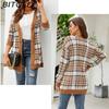 BITCED Autumn/Winter Women's Diamond-Patterned Oversized Knitted Cardigan Jacquard Mid-Length Sweater Coat