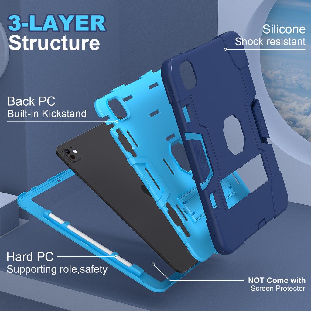 For iPad Pro 11 (2024) Case Robot Style Silicone+PC Tablet Cover with Kickstand