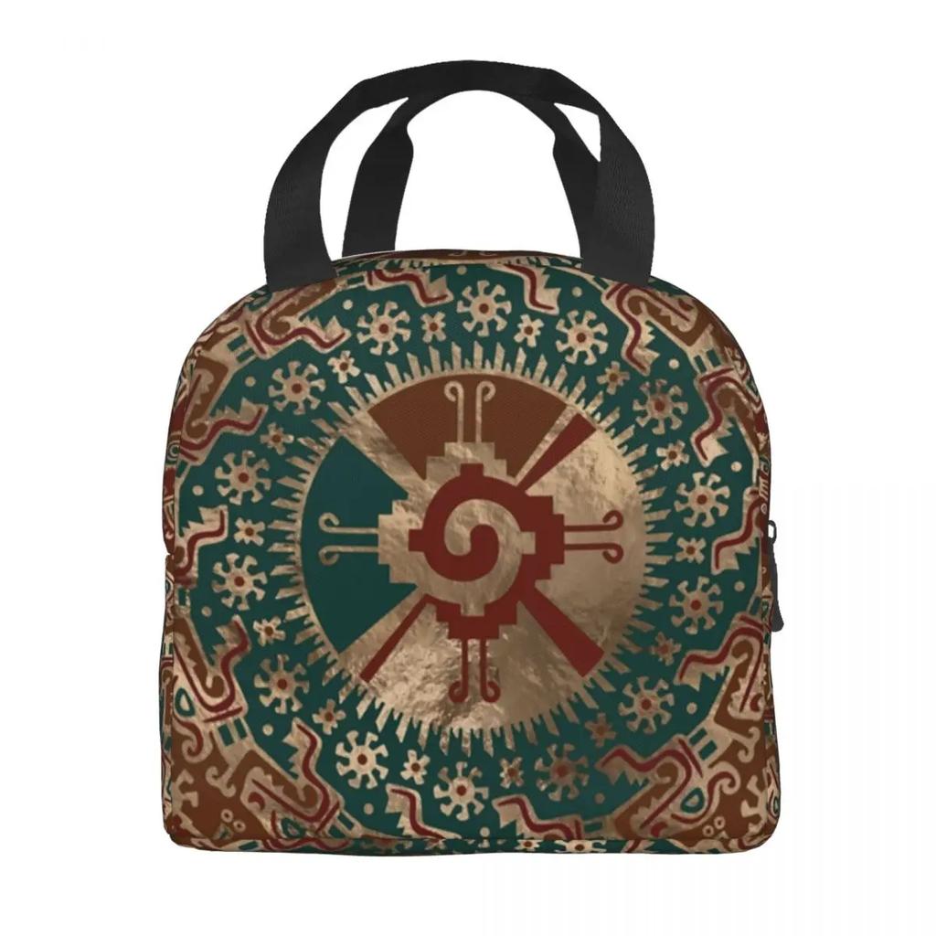 Mayan Aztec Hunab Ku Symbol Insulated Lunch Bags for School Office Leakproof Thermal Cooler Bento Box Women Kids