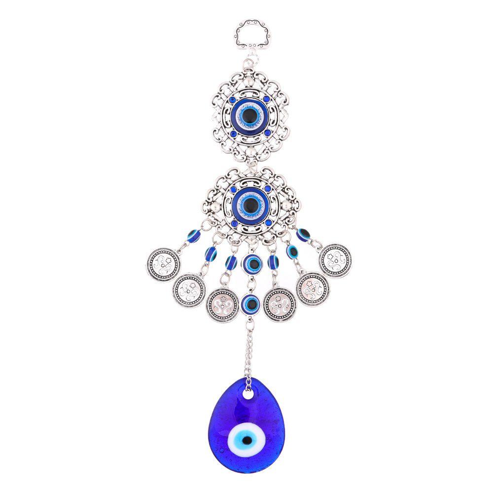 Pendant Rear View Mirror Hemp Rope Glass Decoration Hanging Ornament Navy Blue Evil Eye Butterfly