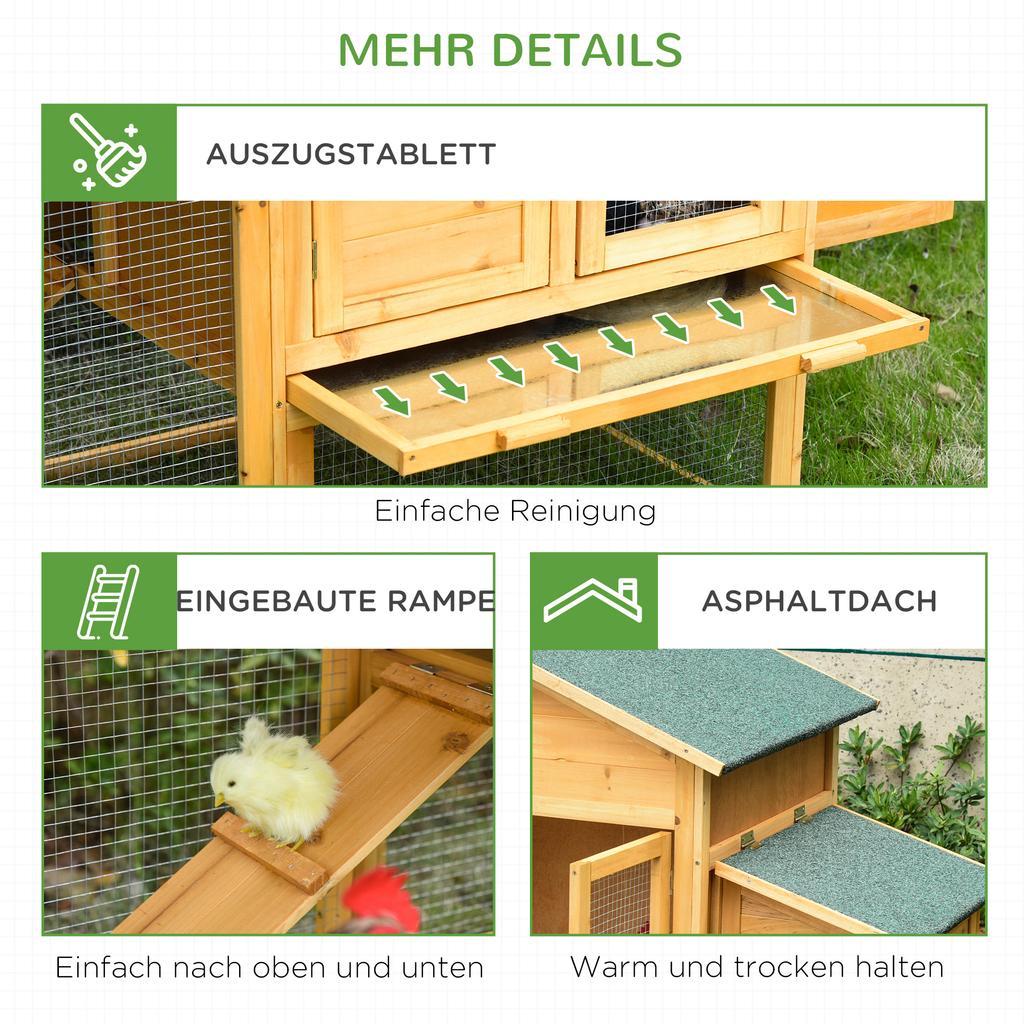 Dwarf chicken coop with run and brooder. Weatherproof sealed fir wood. Asphalt roof. Yellow+Green