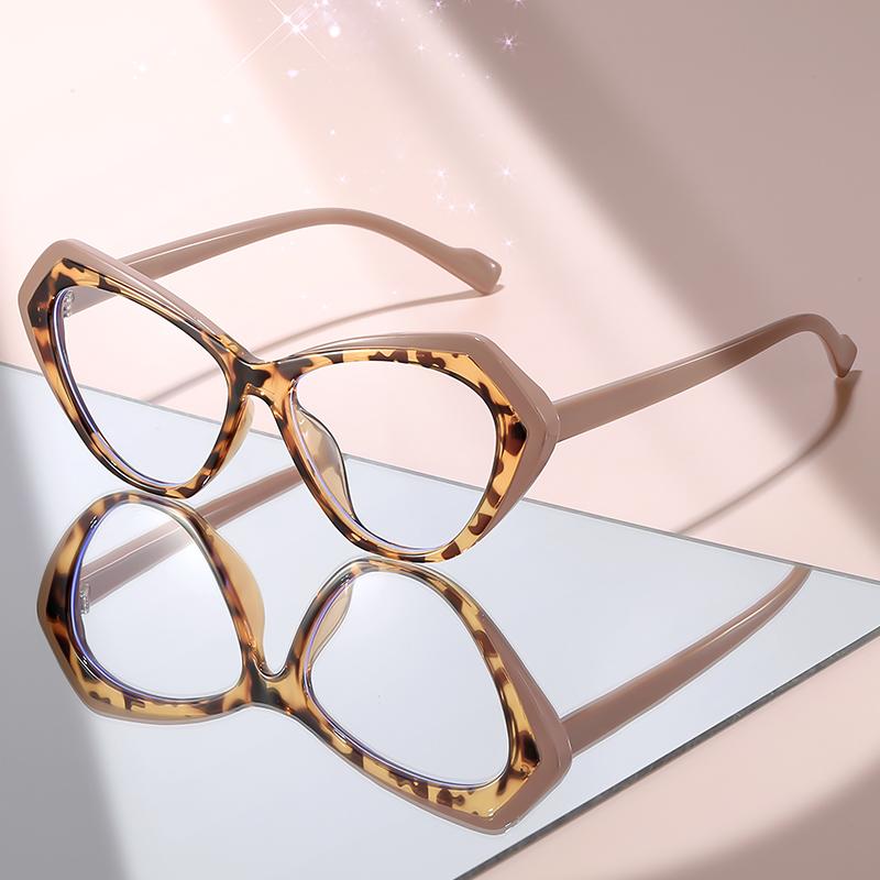 Retro Cat Eye Eyeglasses with Multicolor Patterned Frame & Black Arms, Clear Lenses for Fashionable Women’s Style