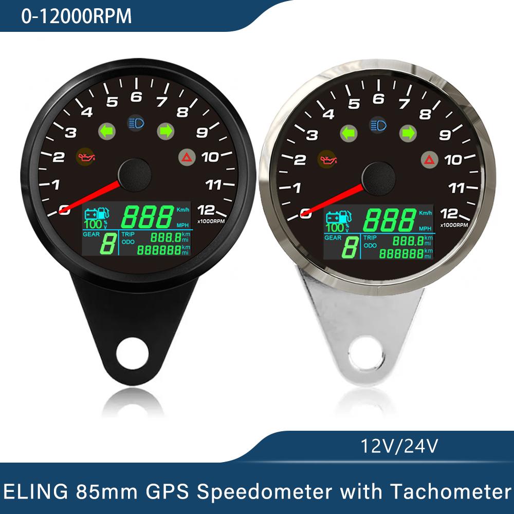 85-мм GPS-спидометр 0-299 км/ч MPH с тахометром 0-12000 об/мин, счетчиком пройденного пути с индикатором передачи N 1-6 для автомобиля, мотоцикла, универсальный