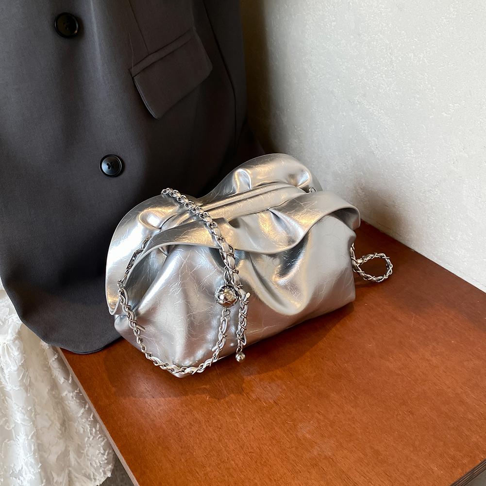 Женская сумка через плечо, плиссированная сумка из искусственной кожи, сумка-хобо с зажимом для путешествий и поездок на работу