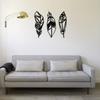 3pcs Modern Hollow Feather Mirror Mask Acrylic Wall Sticker Feather Metal Wall Art
