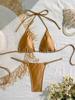 European and American new solid color lace-up bikini split swimsuit female sexy three-point beach hot spring bikini
