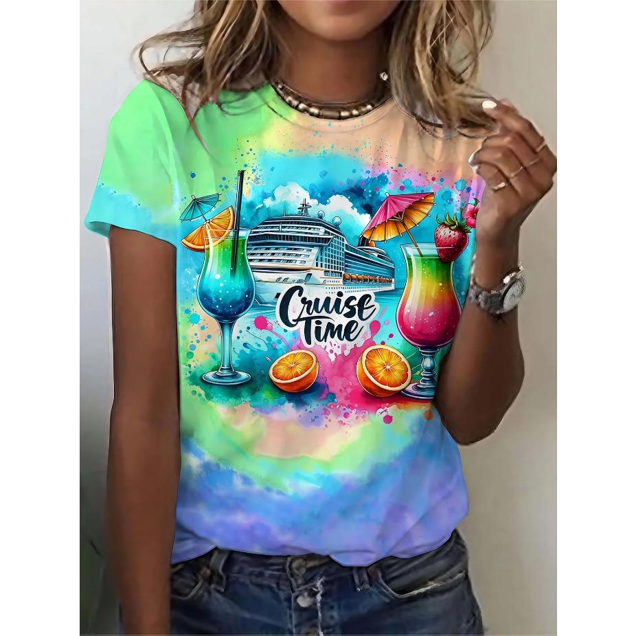 Женская повседневная футболка с цветочным принтом и бабочками - Дышащая, с коротким рукавом и круглым вырезом, для ношения в любое время года, женские футболки