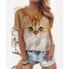 Animal Series 3D Printed T-shirt Abstract Drawing Round Neck Women's T-shirt