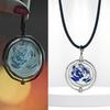 Anime League Of Legends Arcane Jinx Ekko Rotatable Blue Rose Pendant Necklace Lovers Friends Wearing Chain Necklace Jewerly